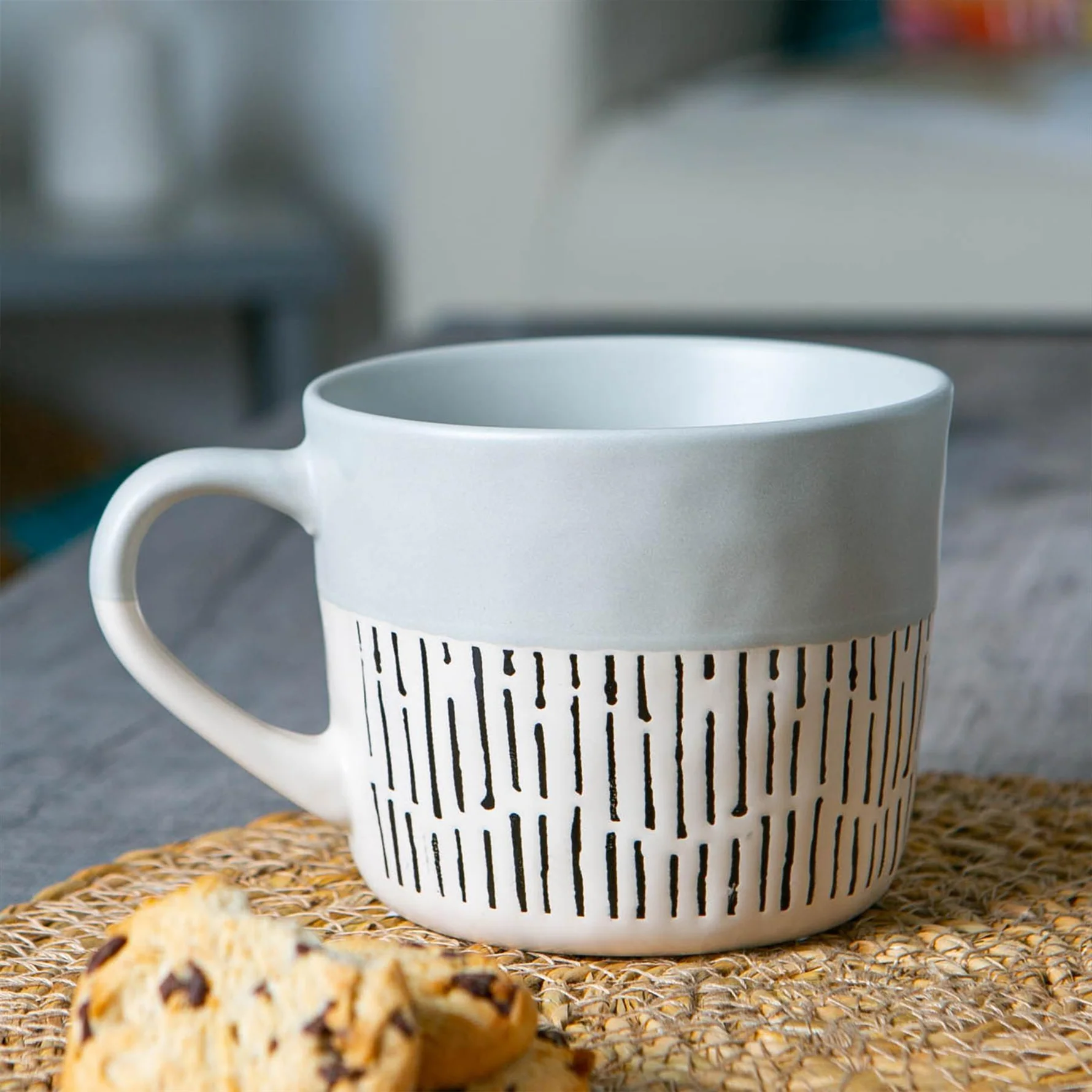 Nicola Spring Two Tone Dash Mug 450ml, Grey