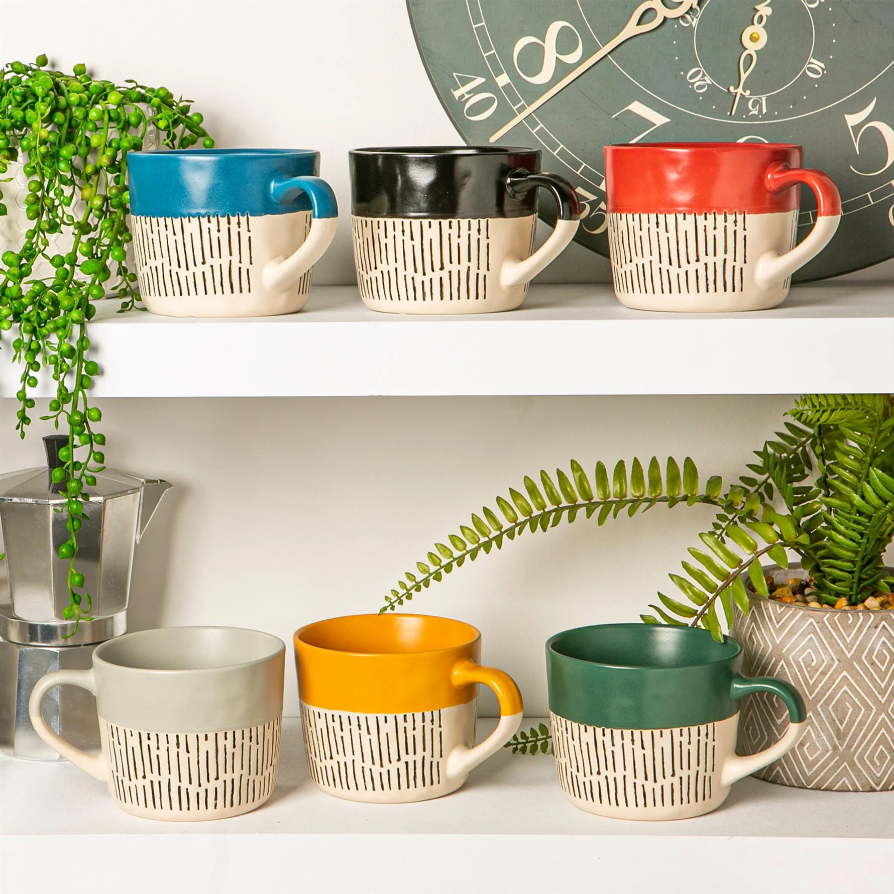 Nicola Spring Two Tone Dash Mug 450ml, Mustard