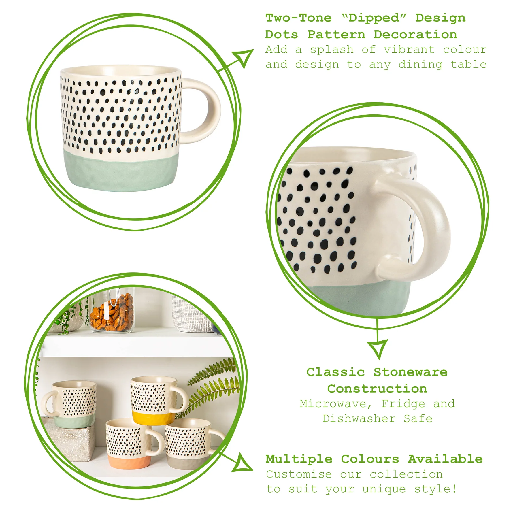 Nicola Spring Spotty Mug 385ml, Blue
