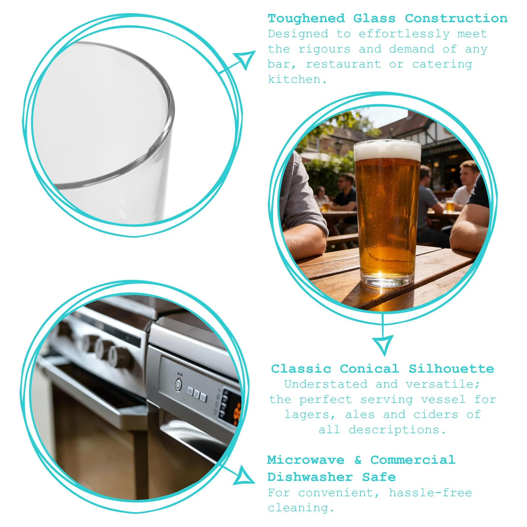 AT-DR4997-3 Argon Tableware Conical Pint Glass 568ml