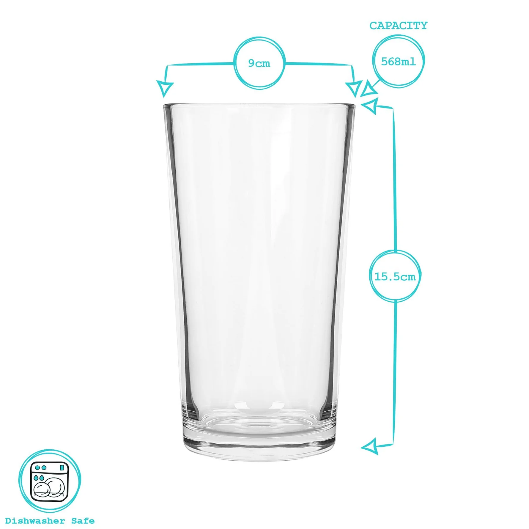AT-DR4997-4 Argon Tableware Conical Pint Glass 568ml