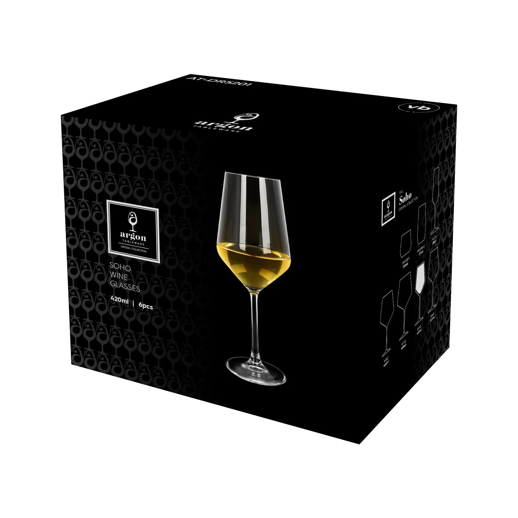 Argon Tableware Soho White Wine Glass 420ml, Box of 6