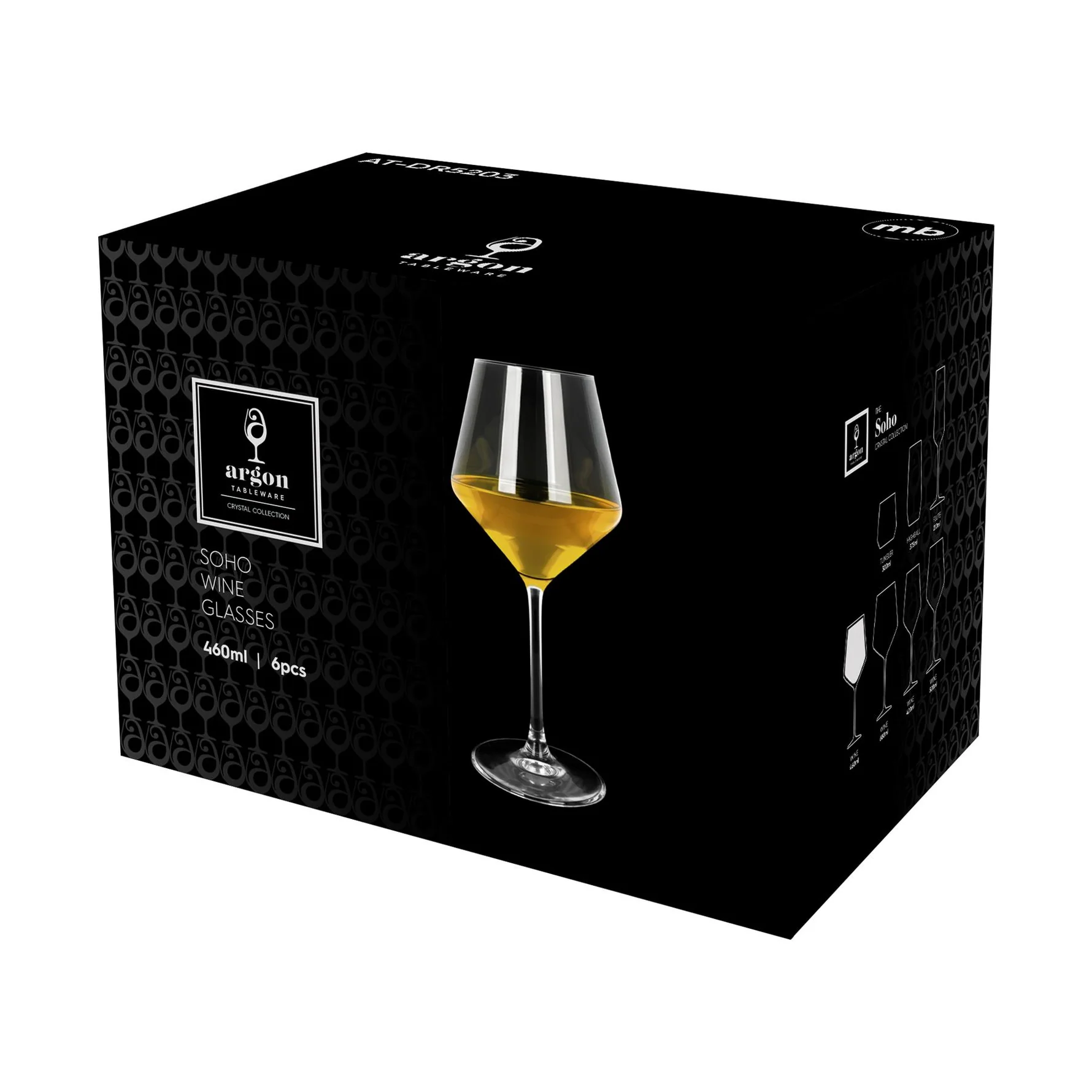 Argon Tableware Soho White Wine Glass 460ml, Box of 6