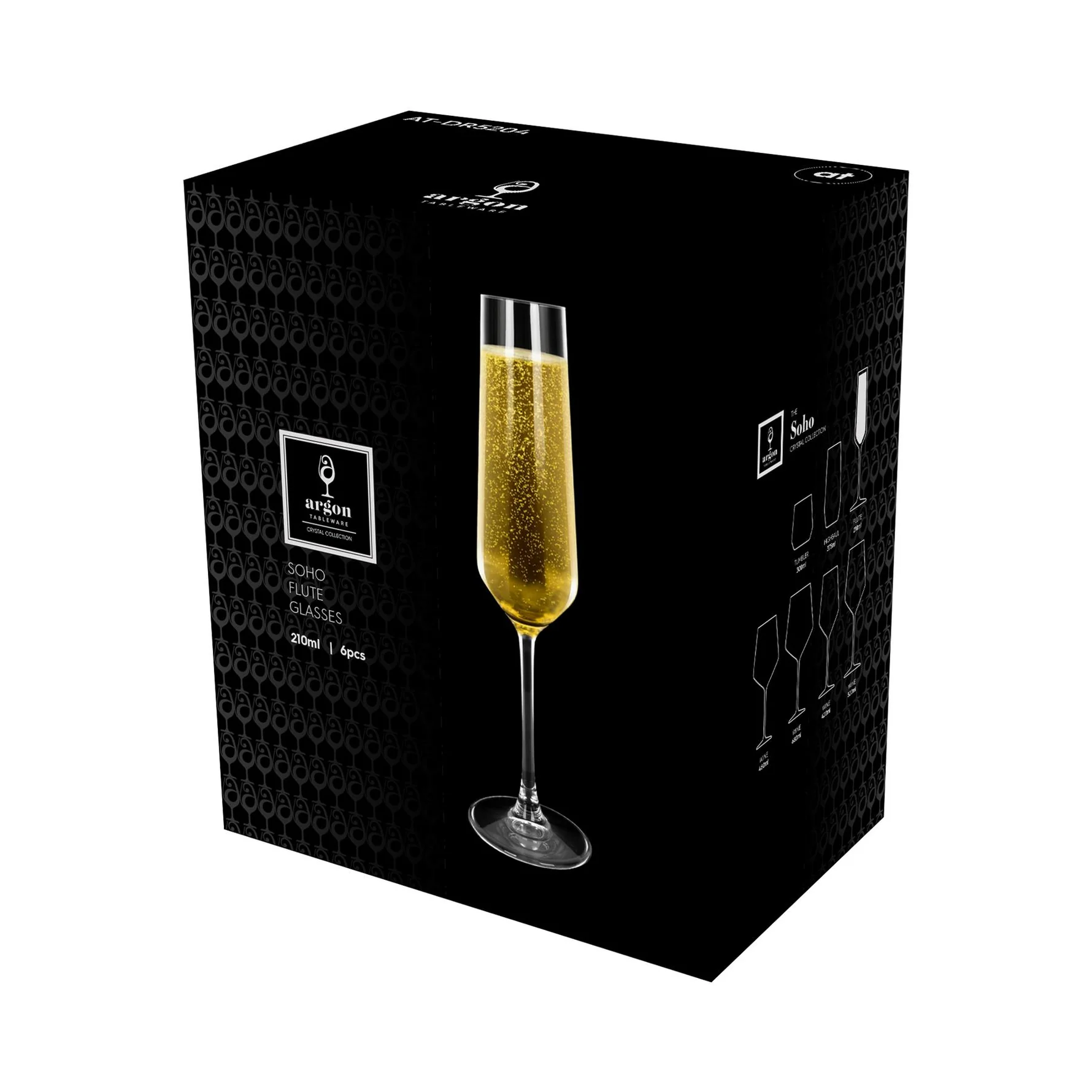 Argon Tableware Soho Champagne Flute 210ml, Box of 6