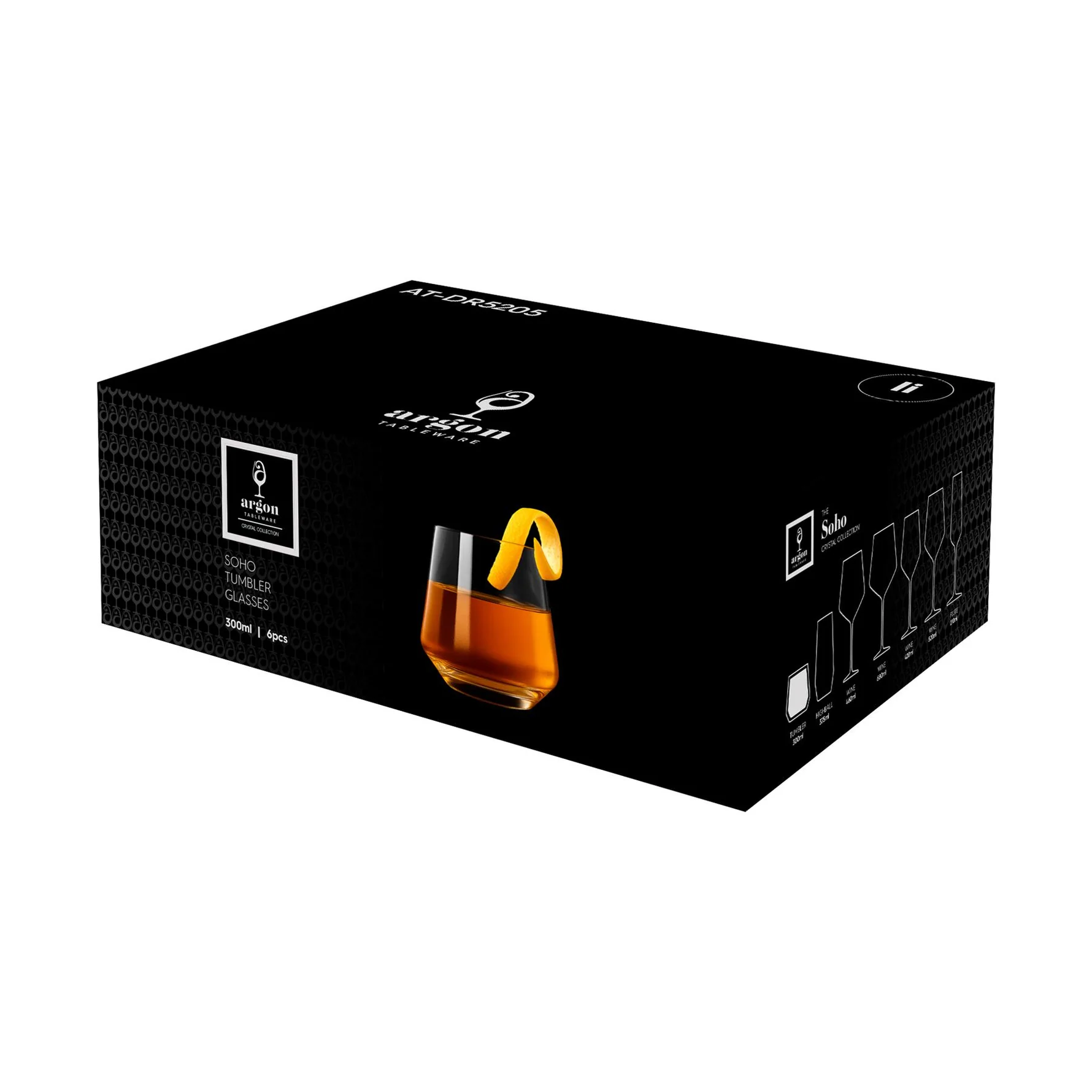 Argon Tableware Soho Tumbler 300ml, Box of 6