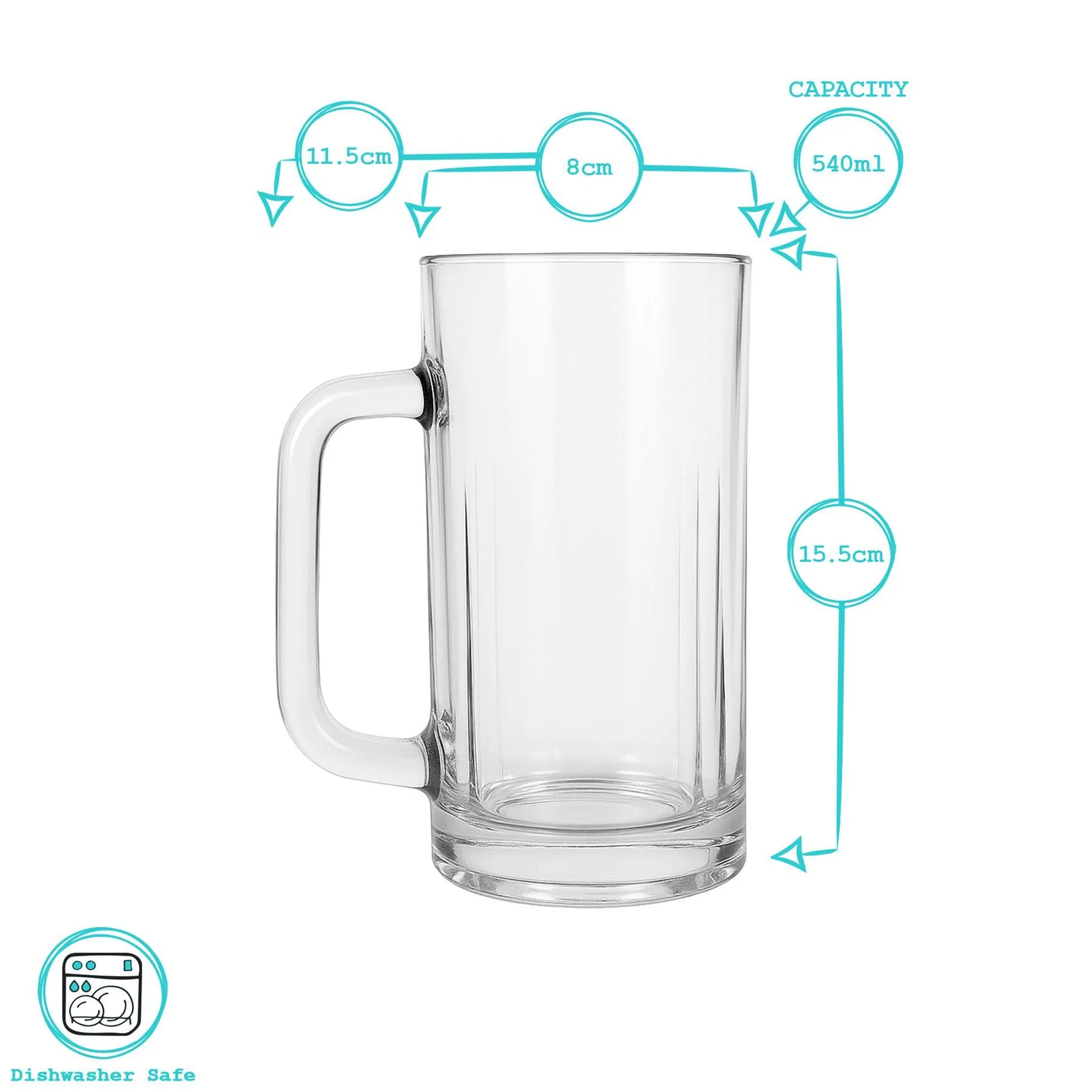 Argon Tableware Fluted Glass Beer Mug 540ml