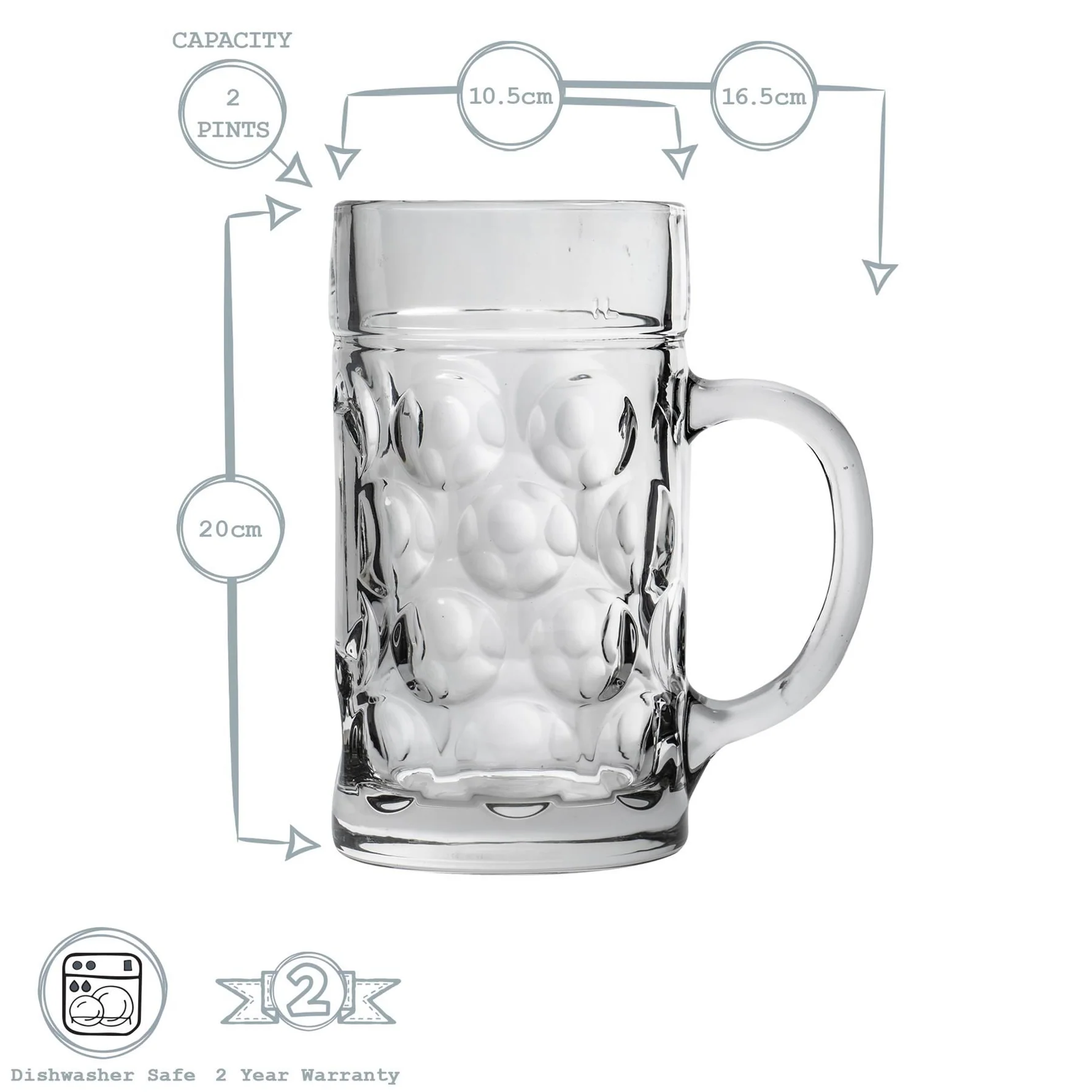 Rink Drink Giant Glass Beer Stein 2 Pints