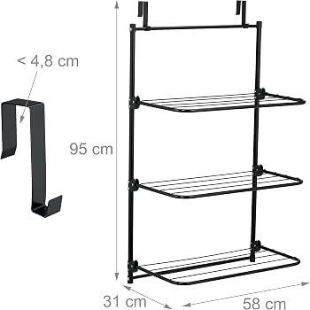 Addis 3 Tier Over Door Clothes Airer, Black