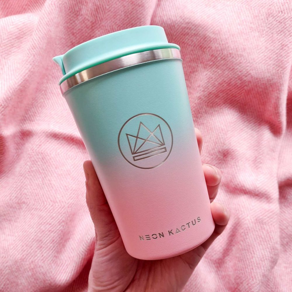 Neon Kactus Insulated Coffee Cup 12oz, Twist and Shout