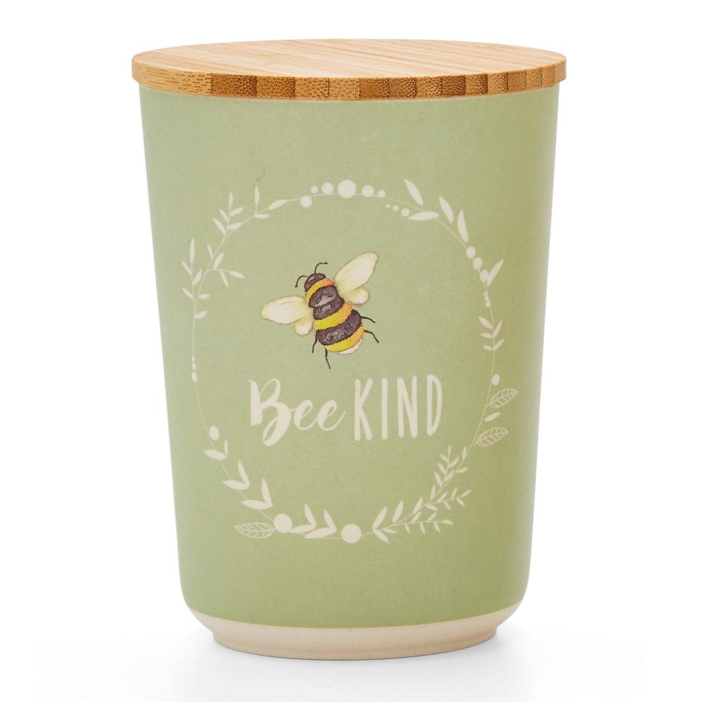 Cooksmart Bumble Bees Bamboo Mix Canister, Sage