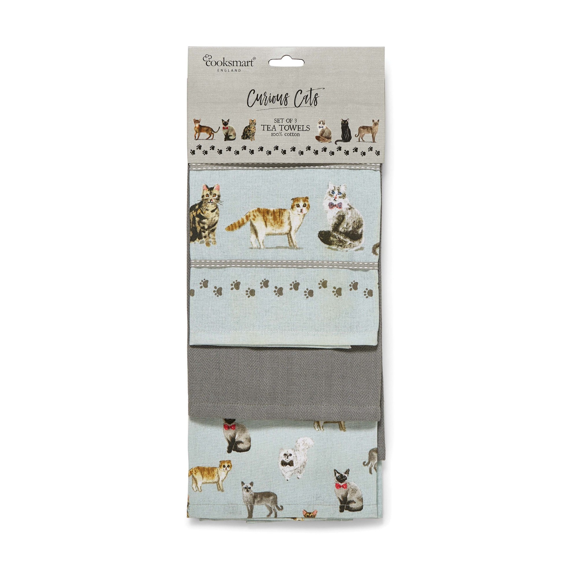 Cooksmart Curious Cats 3 Pack Tea Towel Cooksmart Curious Cats 3 Pack Tea Towel