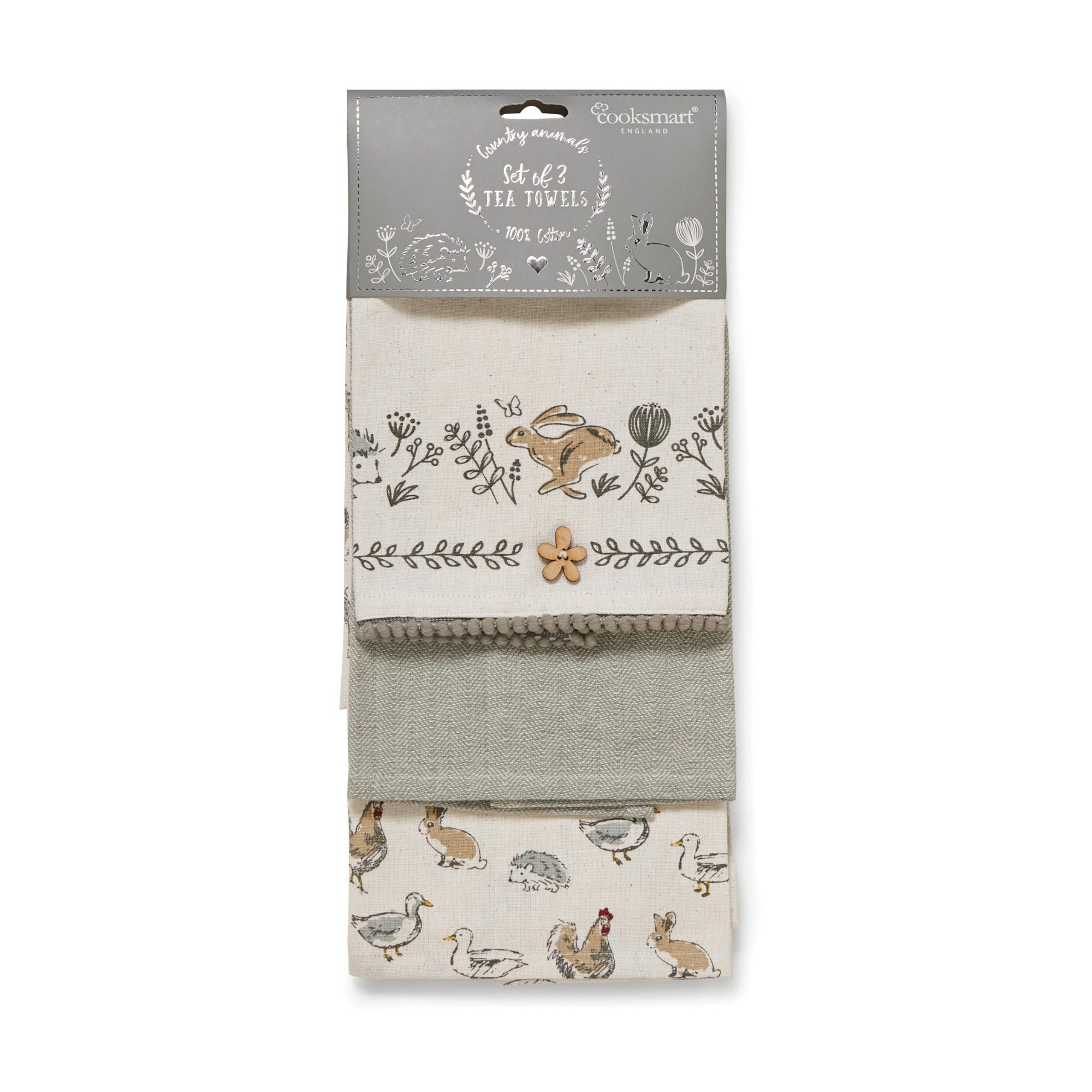Cooksmart Country Animals 3 Pack Tea Towel Cooksmart Country Animals 3 Pack Tea Towel