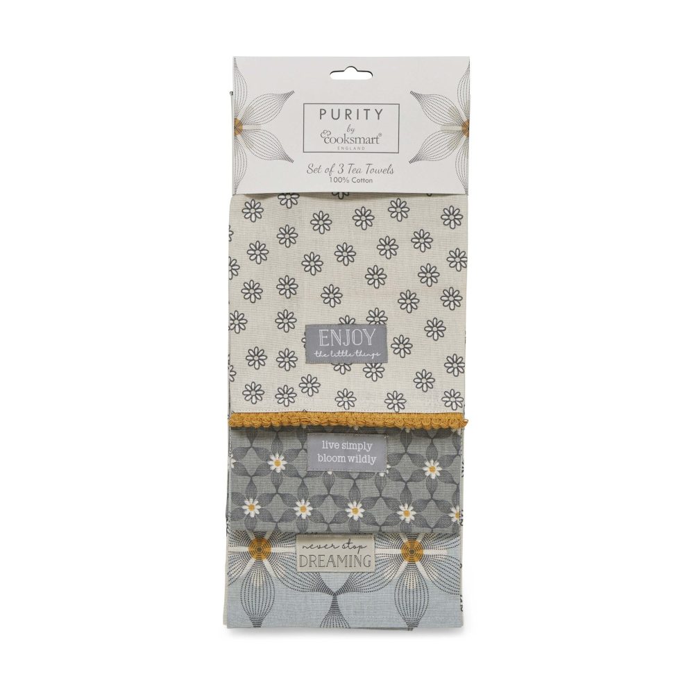 Cooksmart Purity 3 Pack Tea Towel