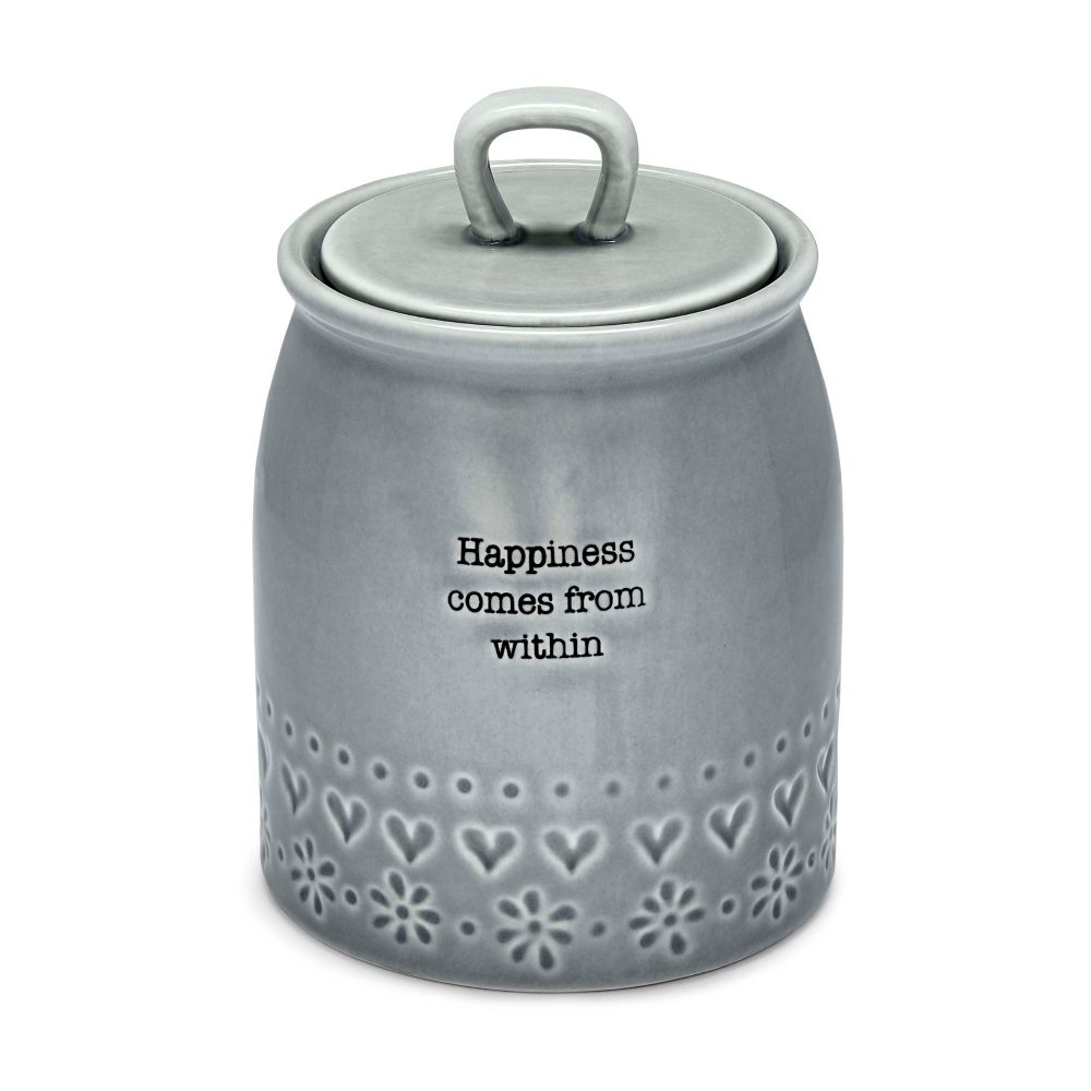 Cooksmart Purity Ceramic Canister, Happiness Comes From Within