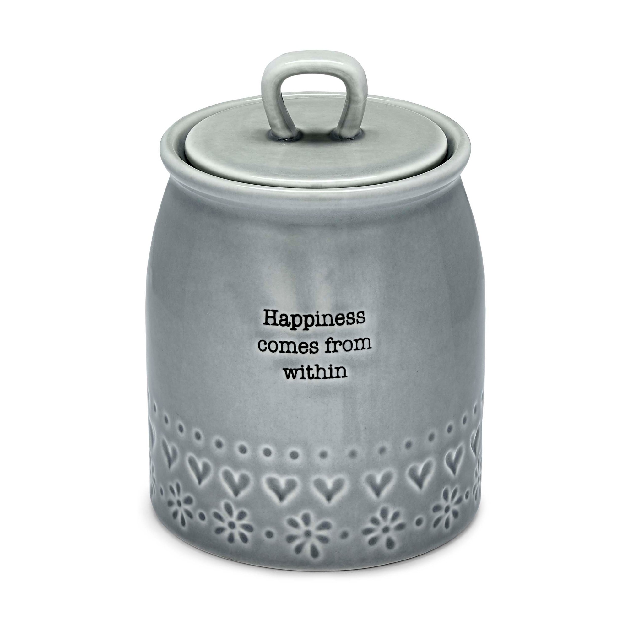 Cooksmart Purity Ceramic Canister, Happiness Comes From Within Cooksmart Purity Ceramic Canister, Happiness Comes From Within
