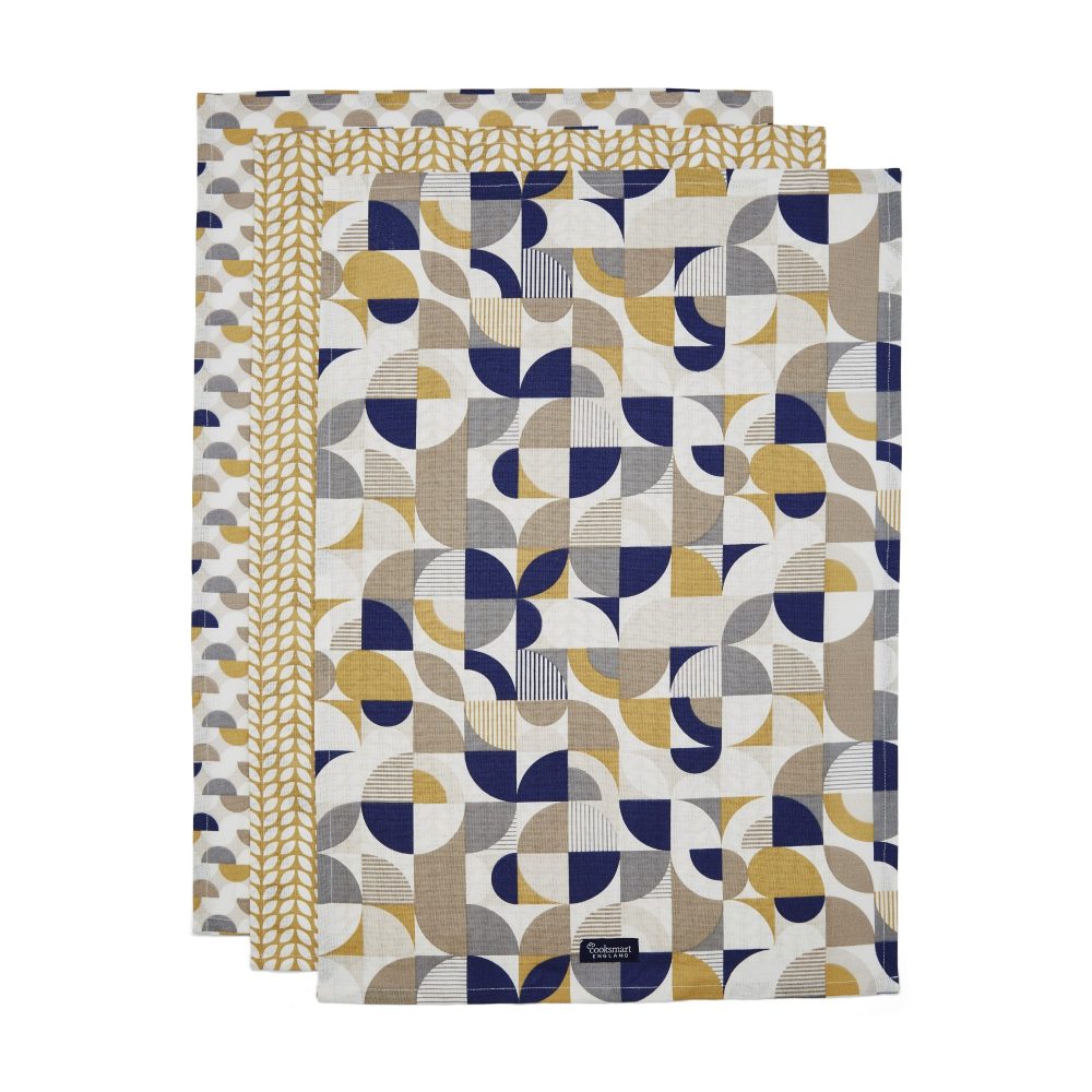 Cooksmart Bauhaus Geo 3 Pack Tea Towel