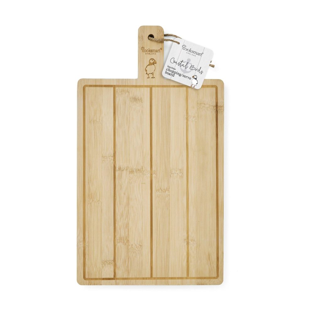 Cooksmart Coastal Birds Bamboo Paddle Board, Etched Puffin