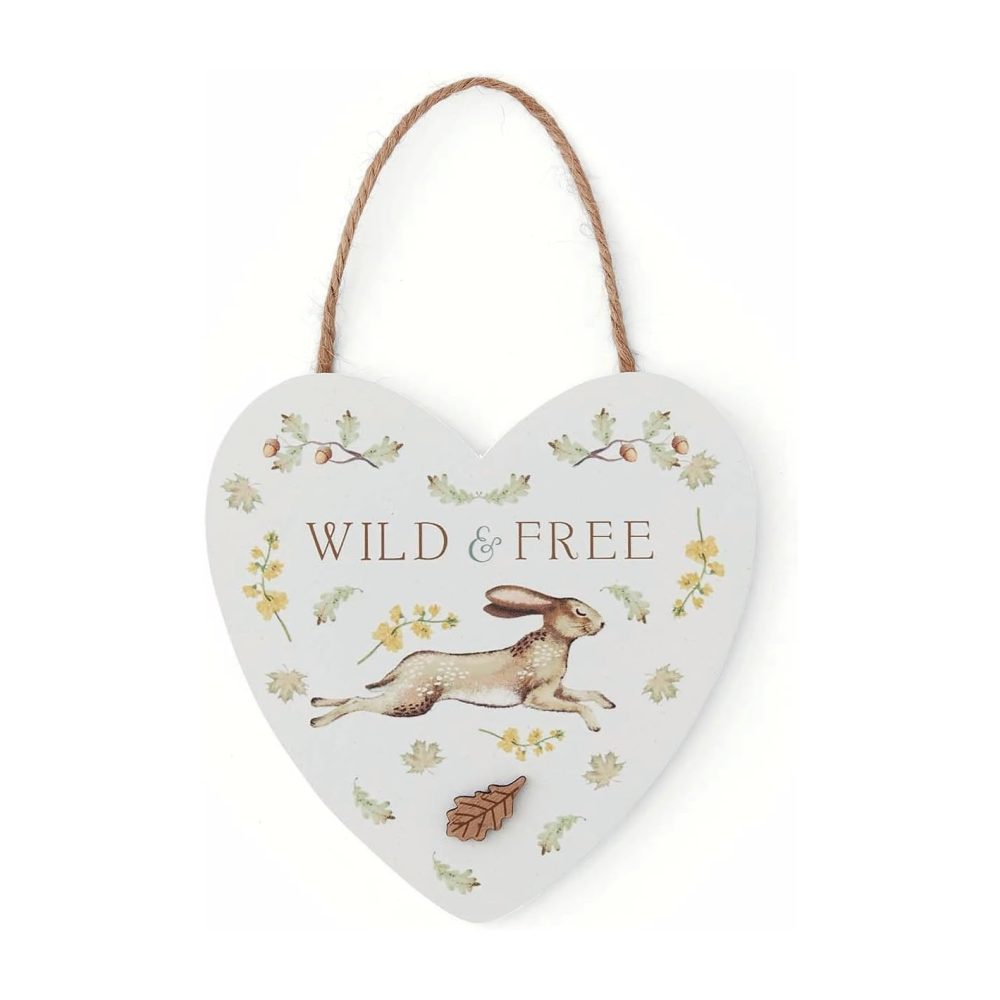 Cooksmart Forest Fable Heart Plaque, "Wild & Free"