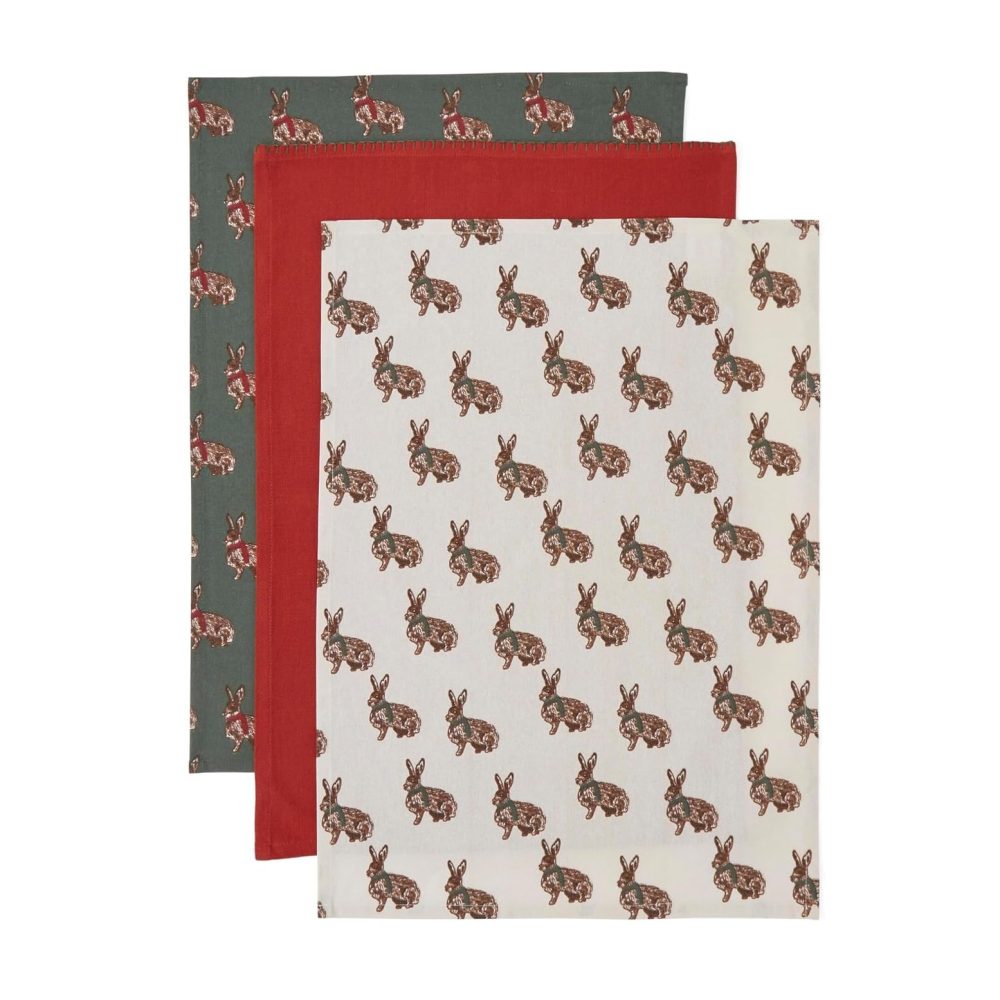 Cooksmart Heritage Hare 3 Pack Tea Towels