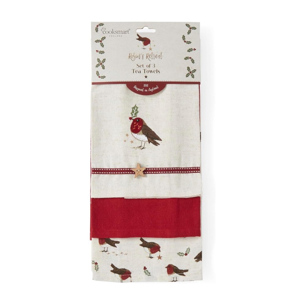 Cooksmart Robin's Retreat 3 Pack Tea Towels