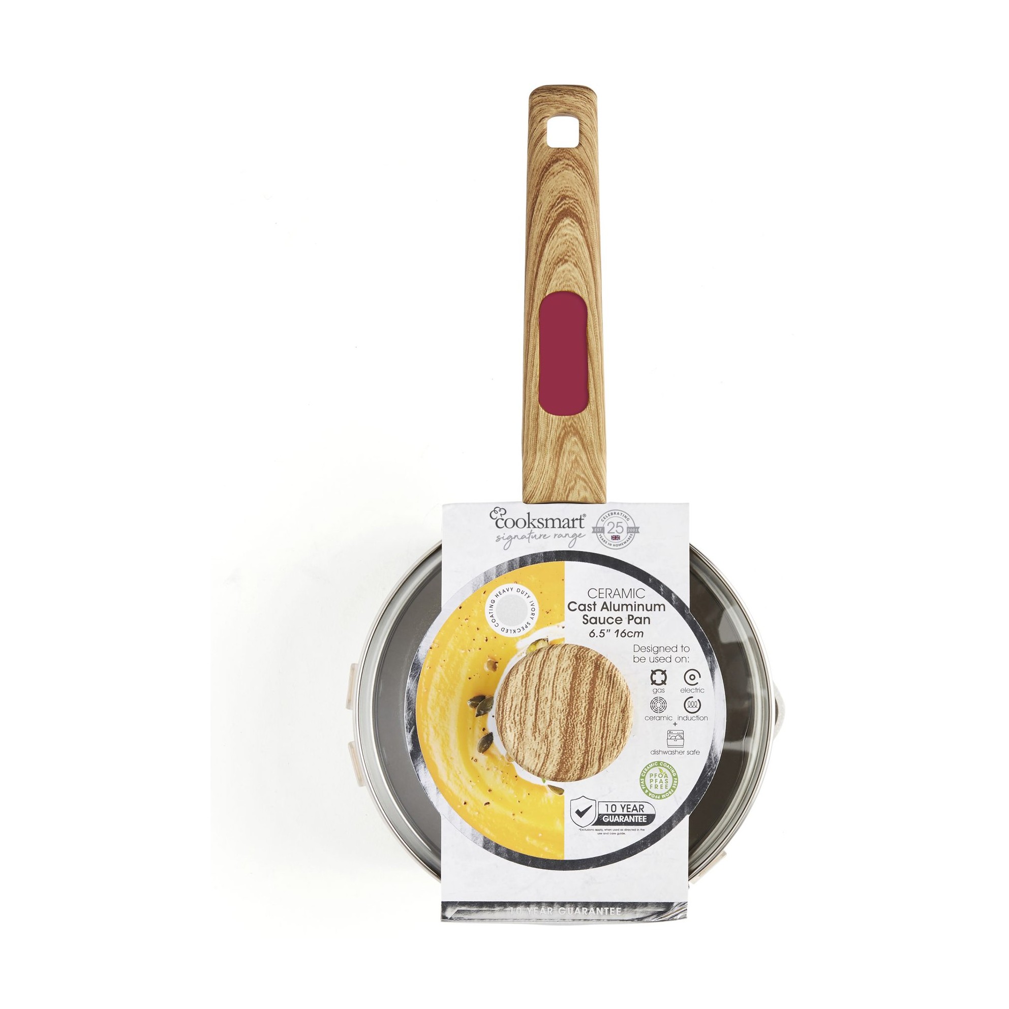 Cooksmart Signature Sauce Pan with Lid 16cm Raspberry