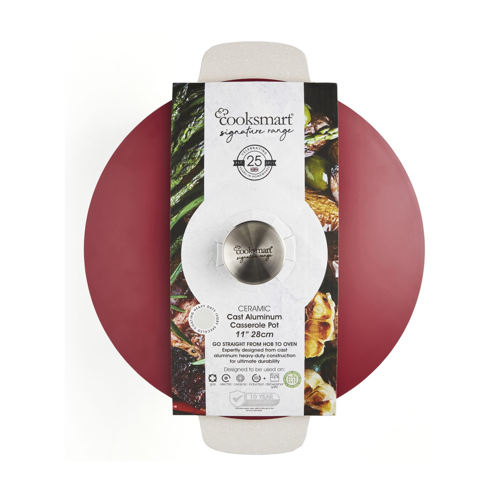 Cooksmart Signature Casserole Pot 28cm Raspberry Cooksmart Signature Casserole Pot 28cm Raspberry