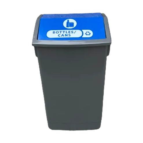 Addis 60L Return Scheme Bin, Metallic with Blue Flip Top Lid