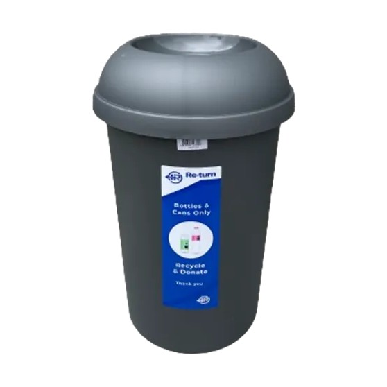 Addis 50L Open Top Return Scheme Bin, Metallic with Blue Lid