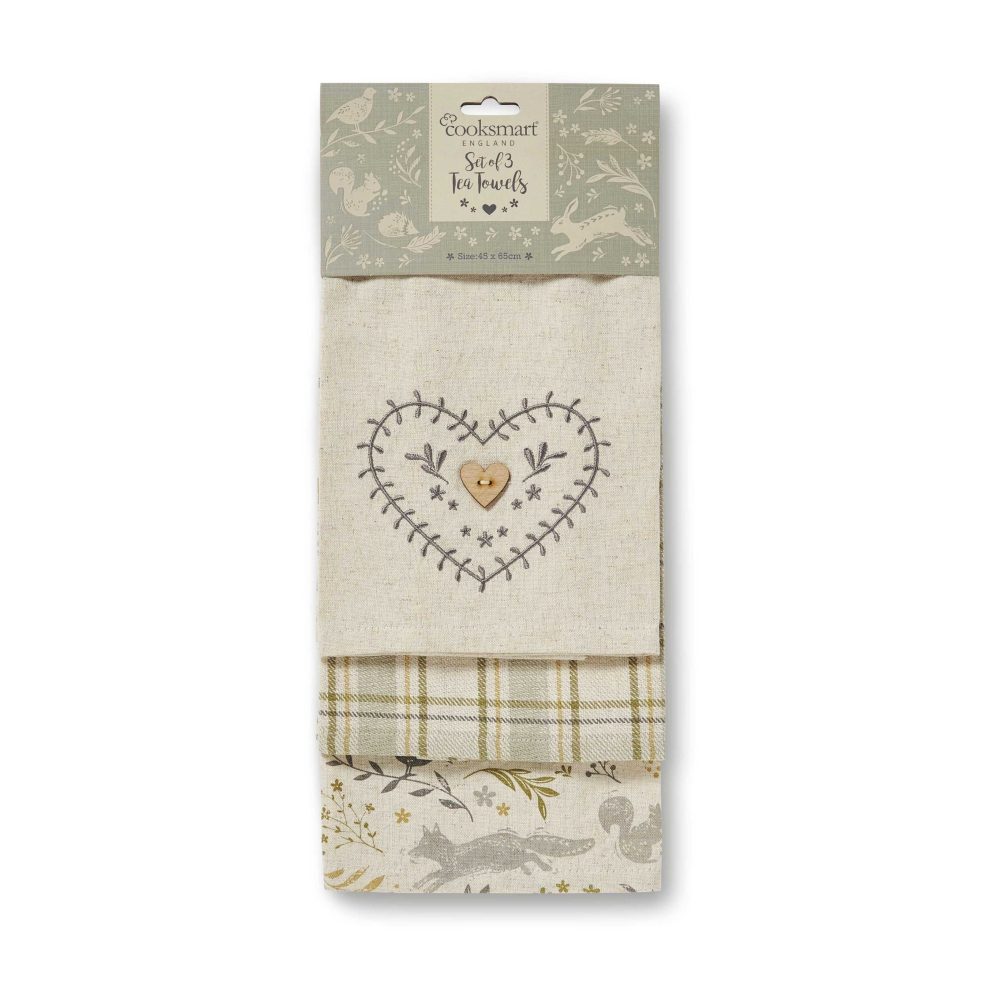 Cooksmart Woodland 3 Pack Tea Towel