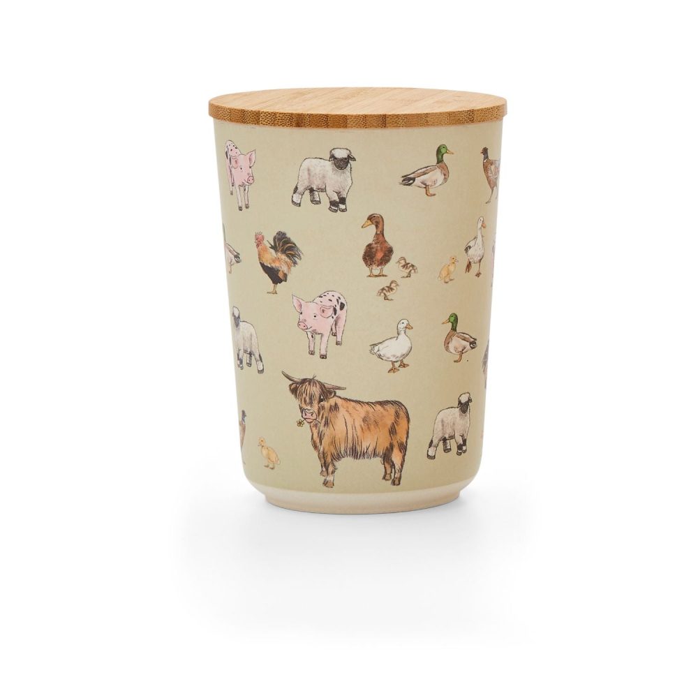 Cooksmart Buttercup Farm Bamboo Canister, Animals