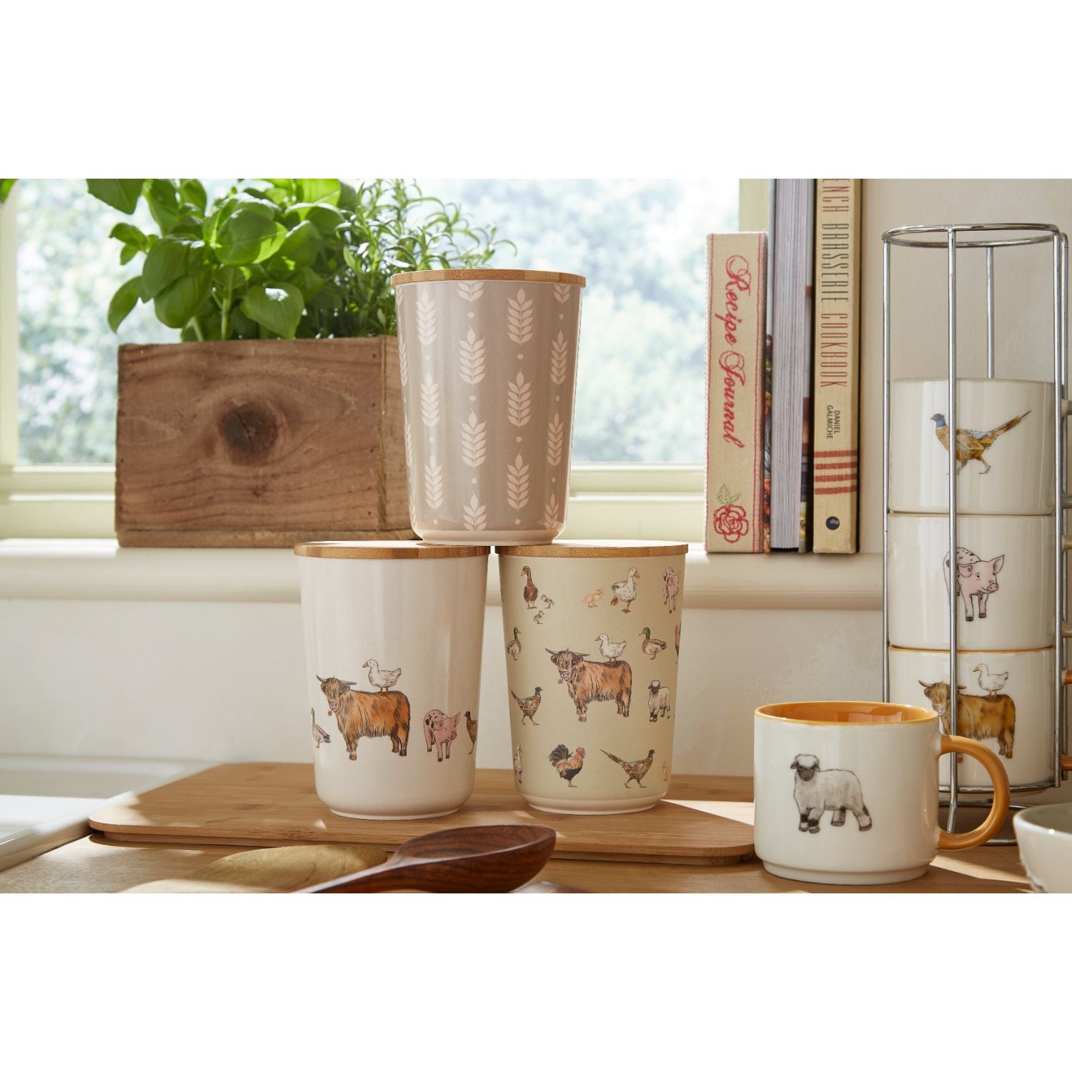 Cooksmart Buttercup Farm Bamboo Canister, Animals