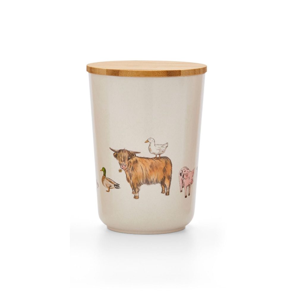 Cooksmart Buttercup Farm Bamboo Canister, Walking