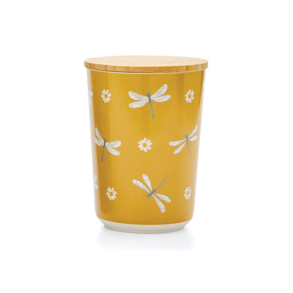 Cooksmart English Meadow Bamboo Canister, Mustard