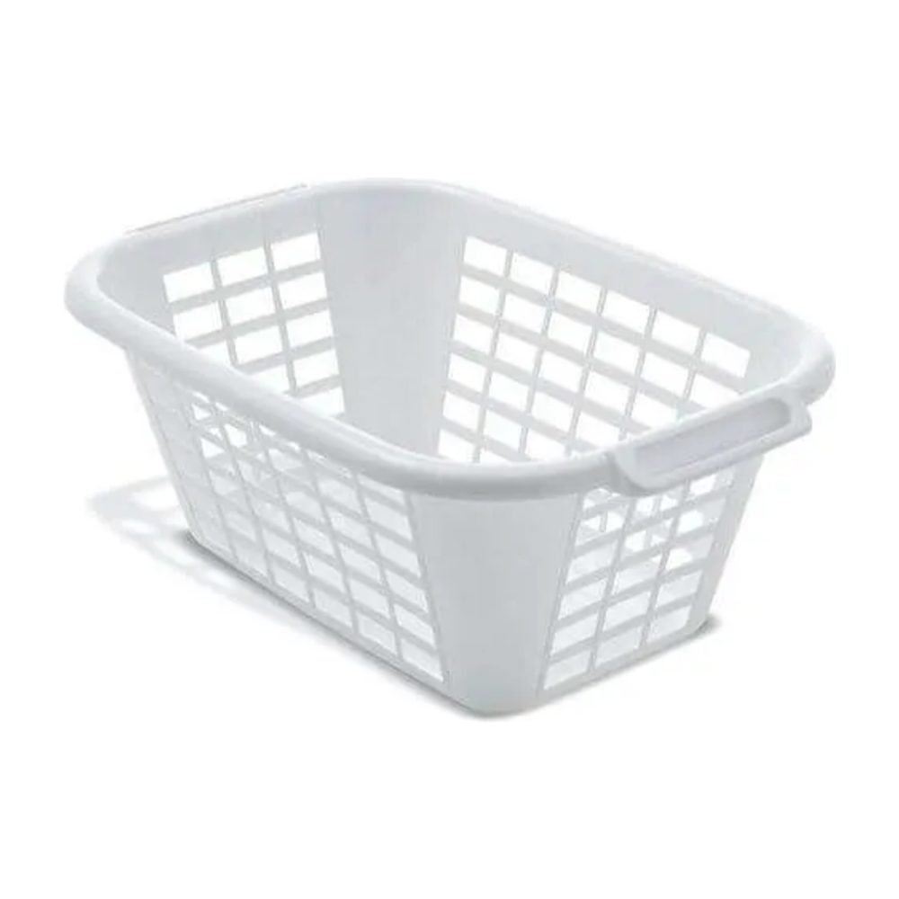 Addis 40L Rectangular Laundry Basket, White