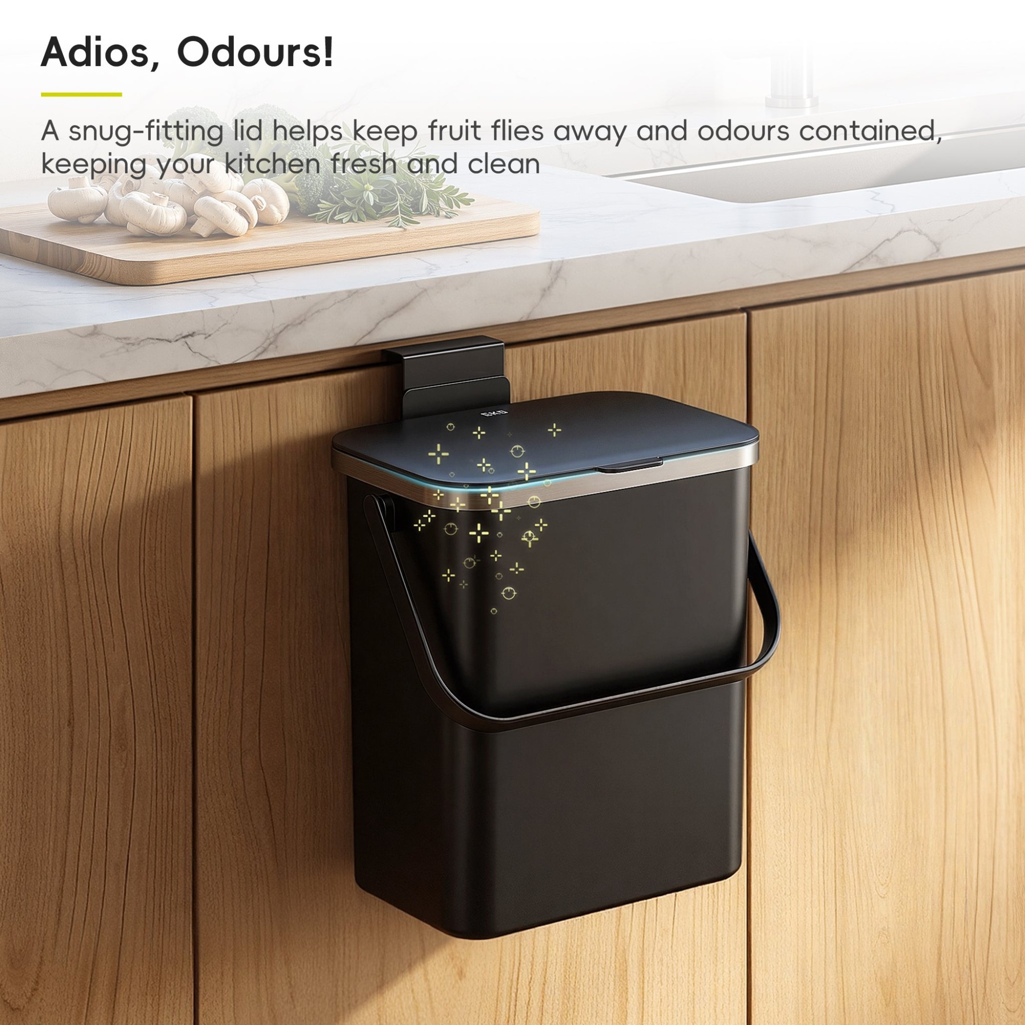 EKO Puro Plus Food Waste Caddy 10L, Grey EKO Puro Plus Food Waste Caddy 10L, Grey