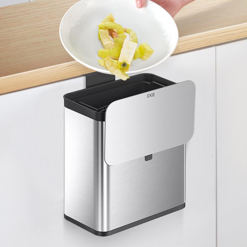 EKO Puro S Food Waste Caddy 7L, Stainless Steel with Black Trim EKO Puro S Food Waste Caddy 7L, Stainless Steel with Black Trim