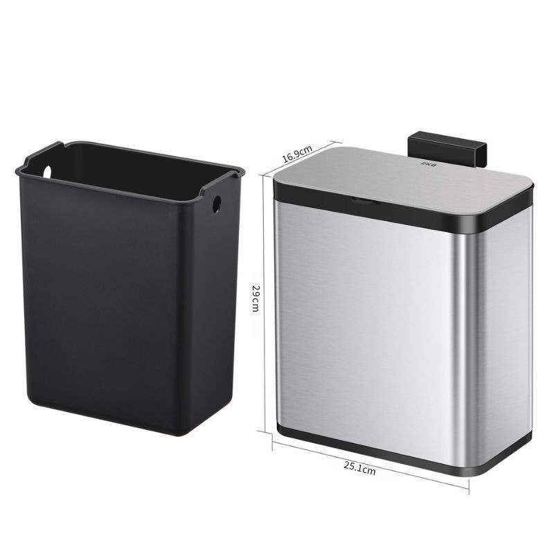 EKO Puro S Food Waste Caddy 7L, Stainless Steel with Black Trim EKO Puro S Food Waste Caddy 7L, Stainless Steel with Black Trim
