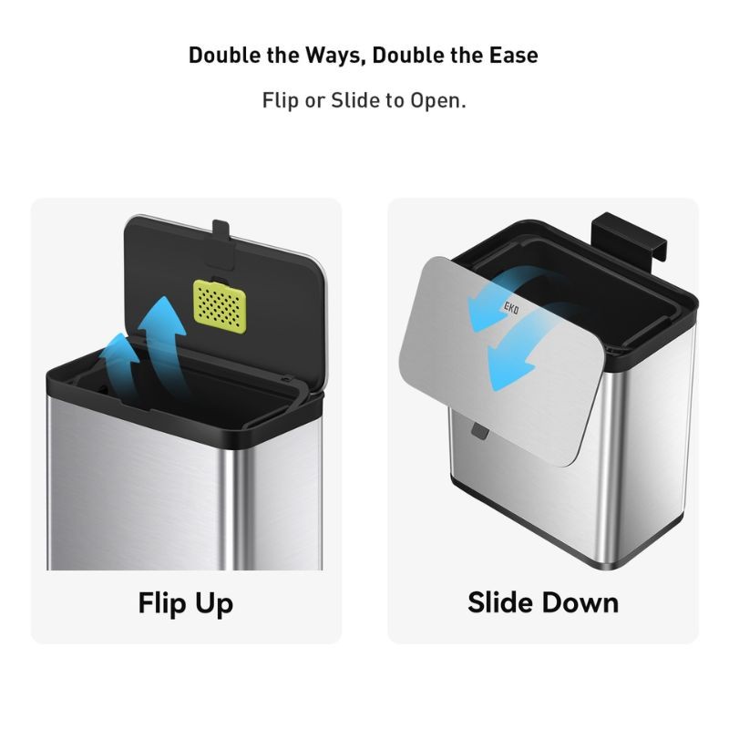 EKO Puro S Food Waste Caddy 7L, Stainless Steel with Black Trim EKO Puro S Food Waste Caddy 7L, Stainless Steel with Black Trim