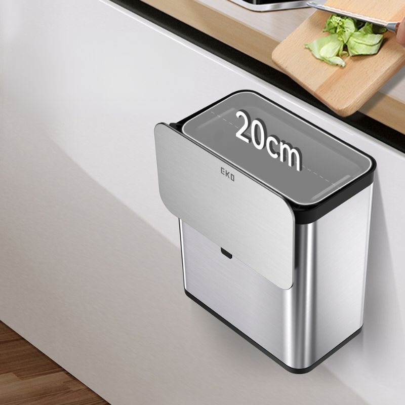 EKO Puro S Food Waste Caddy 7L, Stainless Steel with Black Trim EKO Puro S Food Waste Caddy 7L, Stainless Steel with Black Trim