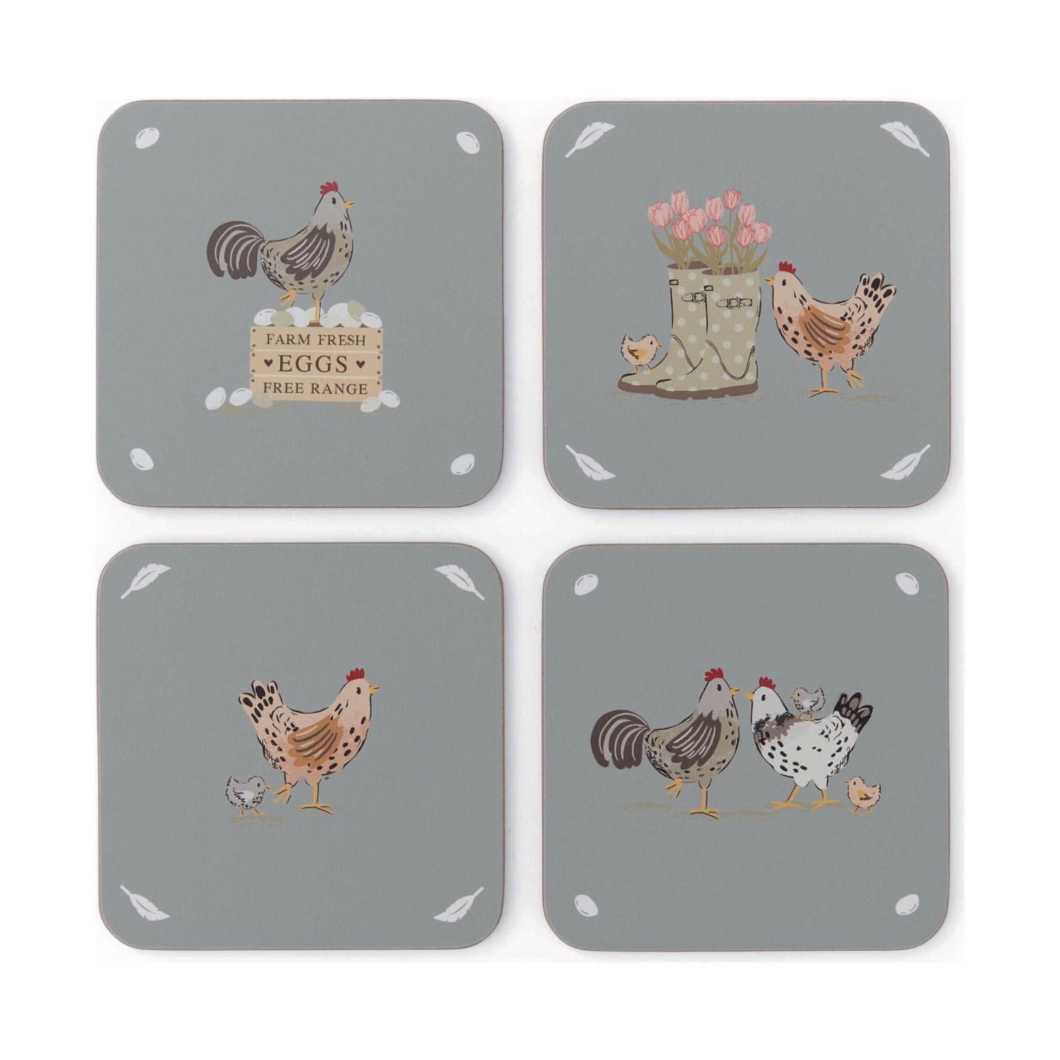 Cooksmart Hen House Lane Set of 4 Coasters Cooksmart Hen House Lane Set of 4 Coasters