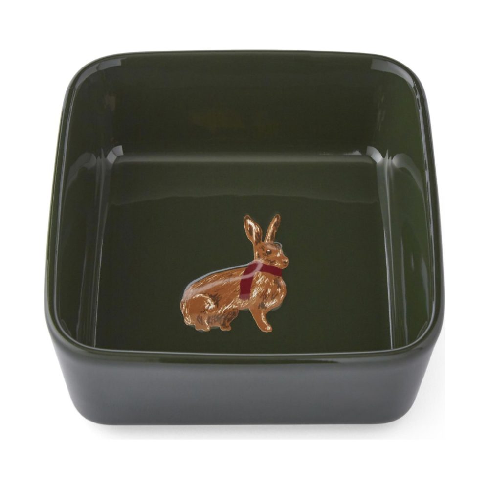 Cooksmart Heritage Hare Square Nibble/Dip Bowl, Green