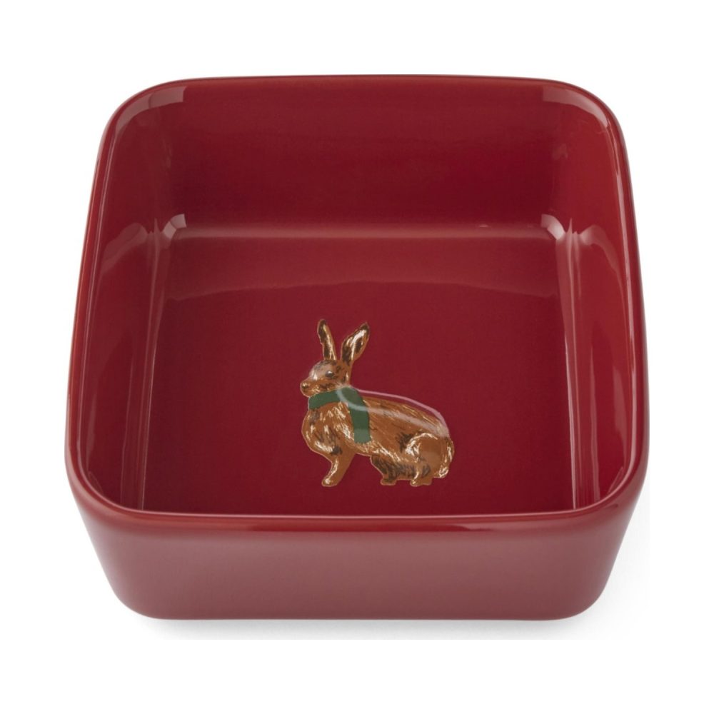 Cooksmart Heritage Hare Square Nibble/Dip Bowl, Red