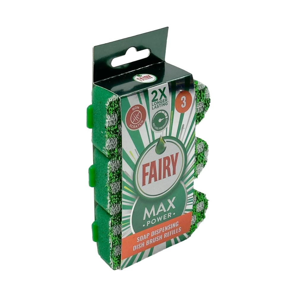 Fairy Max Power Soap Dispensing Dish Brush Refills, Pack of 3