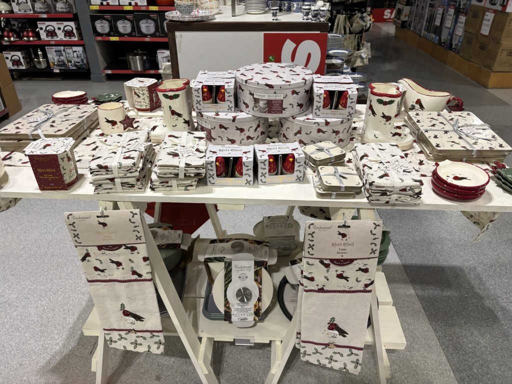 Cooksmart Robin’s Retreat Christmas range on display in a customer’s shop