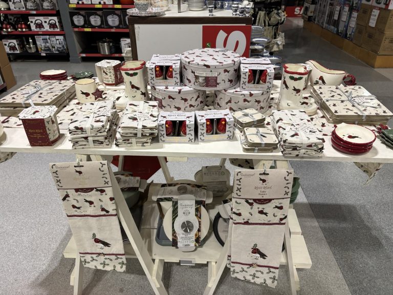 Cooksmart Robin’s Retreat Christmas range on display in a customer’s shop